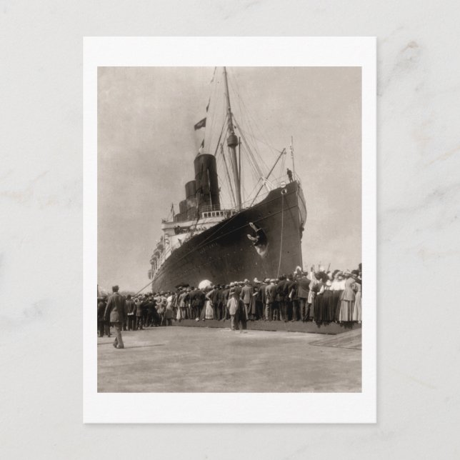 Carte Postale RMS Lusitania arrive à New York City 1907 (Devant)