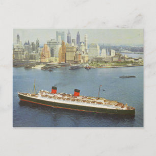 Carte Postale RMS Queen Elizabeth navigation Port de New York
