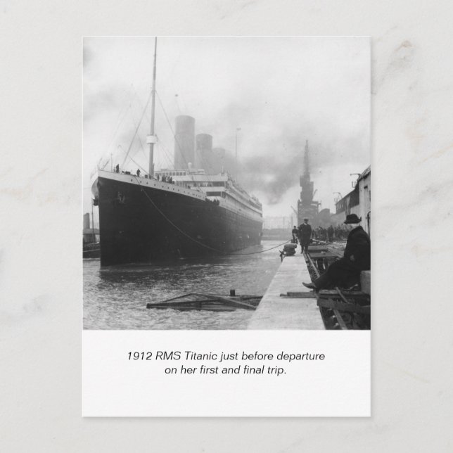 Carte Postale RMS Titanic avant le départ et poème (Devant)