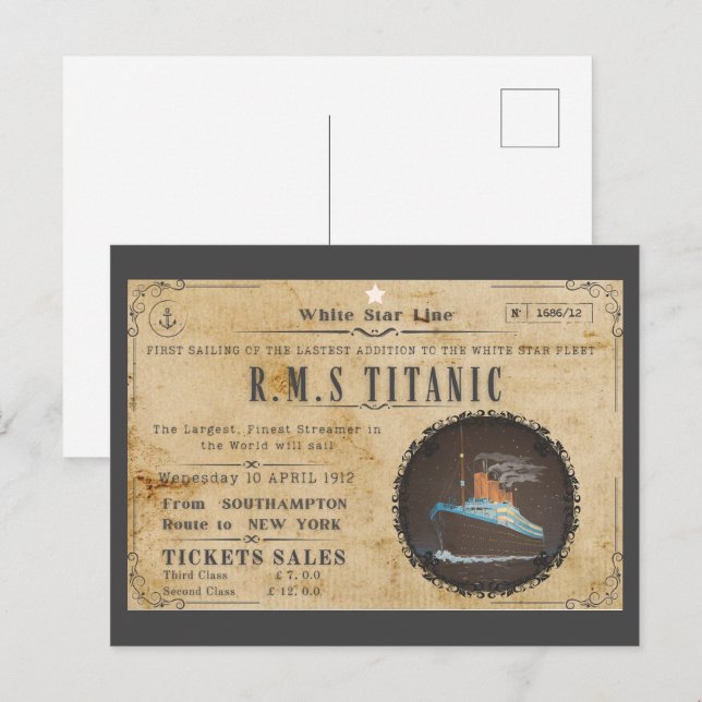CARTE POSTALE RMS TITANIC BOARING PUBLICATION (Devant / Derrière)