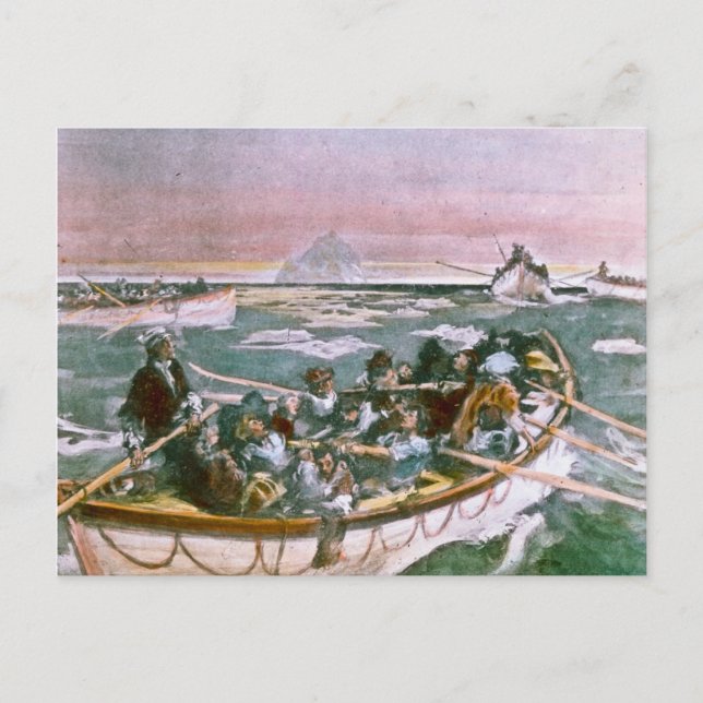 Carte Postale RMS Titanic Survivors dans Lifeboats Next Matin (Devant)