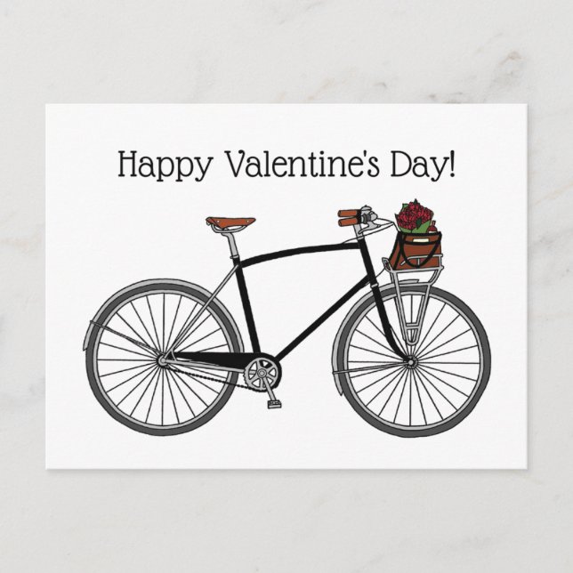Carte Postale Road Bike Joyeux Valentine's_White (Devant)