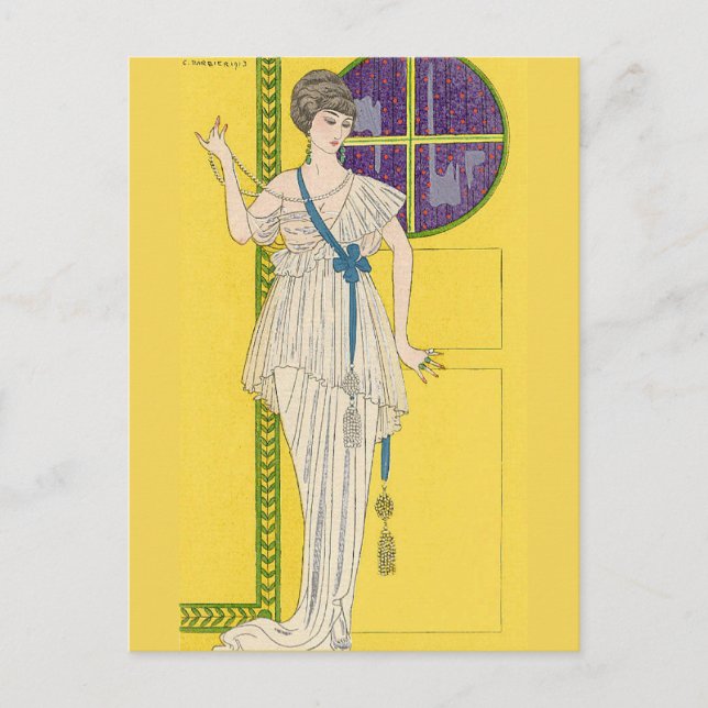Carte Postale Robe de grande soirée à Satin par George Barbier (Devant)