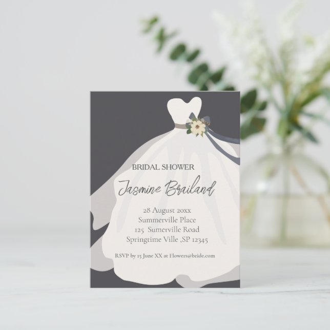 Carte Postale  Robe de mariée florale simple Fête prénuptiale  (Debout devant)
