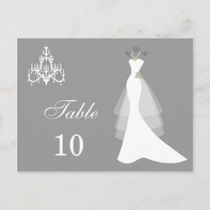 Carte Postale robe de mariée, lustre sur table grise Numéro de t