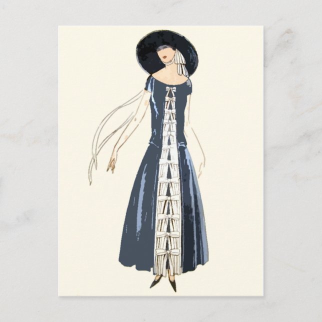Carte Postale Robe de mode féminine et Casquette des années 1920 (Devant)