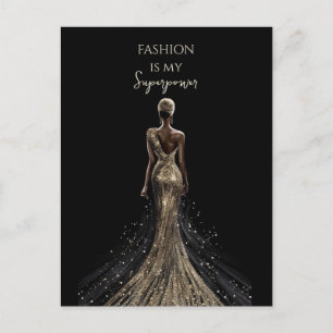 Carte Postale Robe de parties scintillant or fille arrière - pla