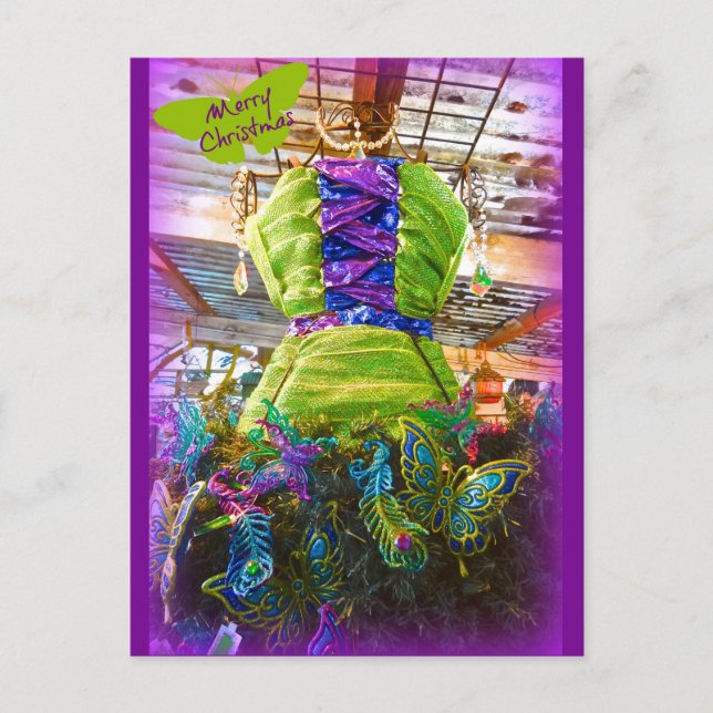 Carte Postale Robe Mannequin Papillon Forme Arbre de Noël (Devant)