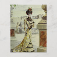 Robe Mode-Jaune française de Dame-Cru victorien