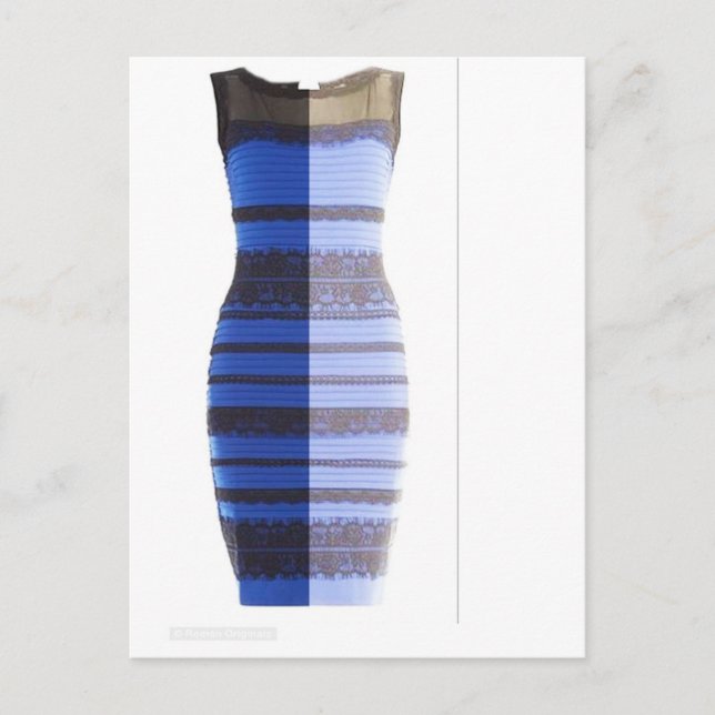 Carte Postale Robe Noir Bleu Blanc & Or Fractionné Photo Pic (Devant)
