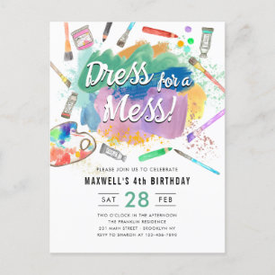 Carte Postale Robe pour un Mess Kids Art Peinture peinture Anniv