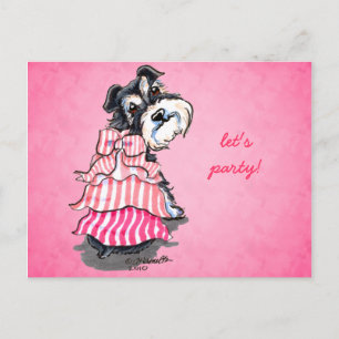 Carte Postale Robe rose Girly Schnauzer Hors-Leash Art™