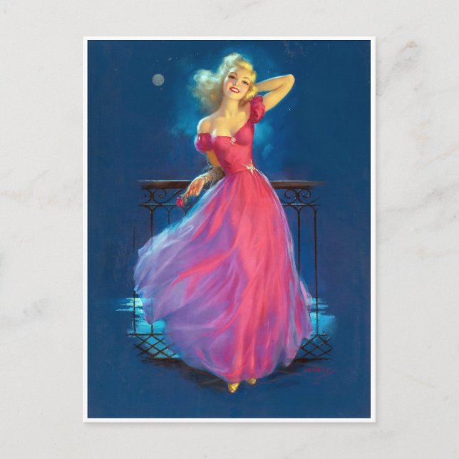 Carte Postale Robe rose vers le haut (Devant)