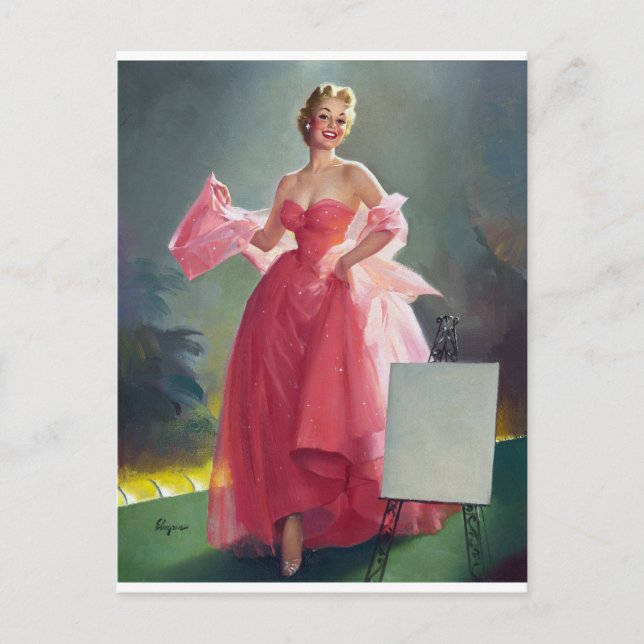 Carte Postale Robe rouge vers le haut (Devant)