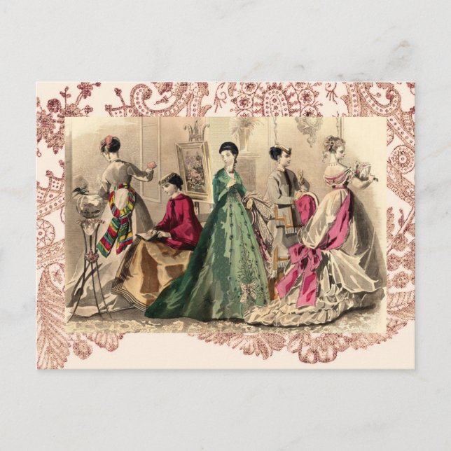 Carte Postale Robe Victorienne Avec Bow Rose (Devant)