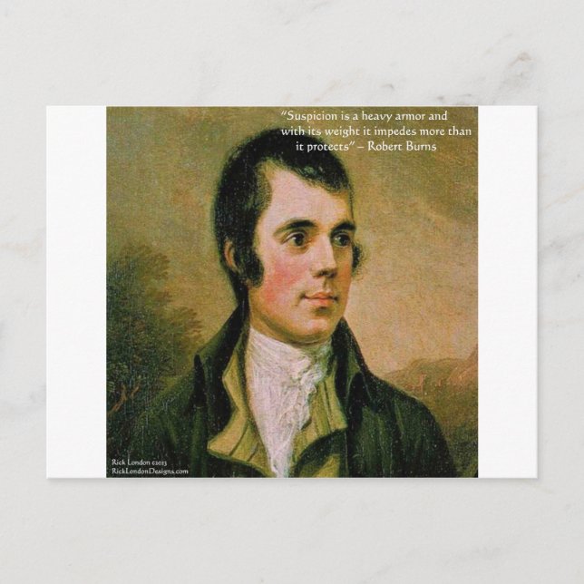 Carte Postale Robert Burns et Citation de méfiance célèbre (Devant)