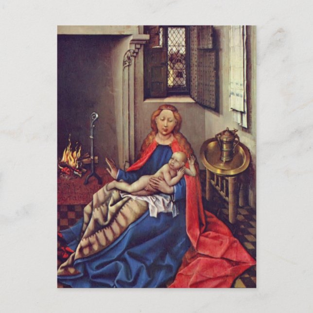Carte Postale Robert Campin-Madonna et son enfant devant une che (Devant)