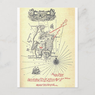Carte Postale Robert Louis Stevenson's Treasure Island Map