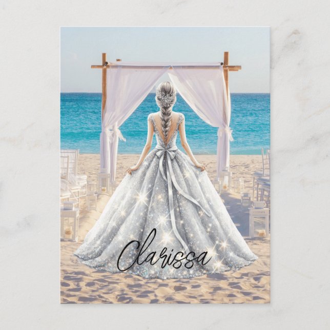 Carte Postale Robes de mariée Jour de mariage Mariage plage Robe (Devant)