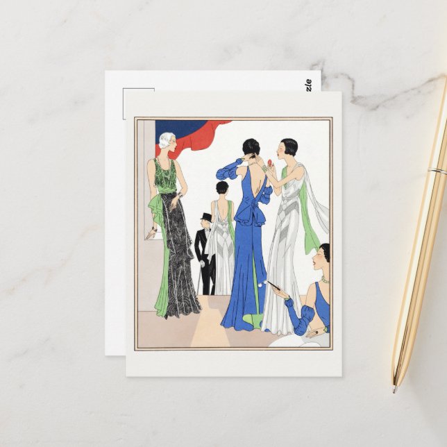 Carte Postale Robes du soir (1932) par Paquin (Devant/Arrière en situation)