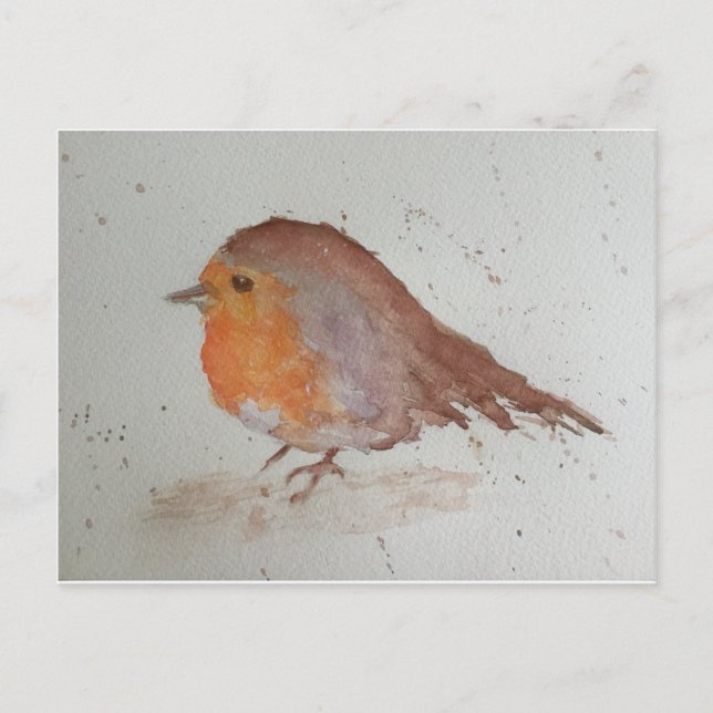 Carte Postale Robin aquarelle (Devant)
