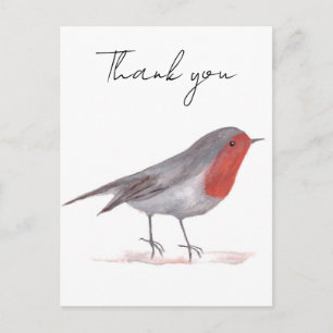Carte Postale Robin de l'aquarelle bois Festif hiver