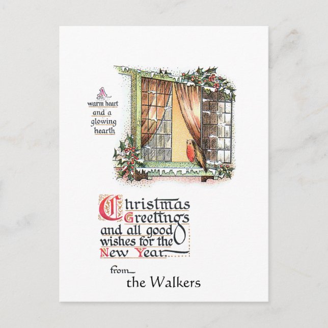 Carte Postale Robin de Noël doux à Snowy Window (Devant)