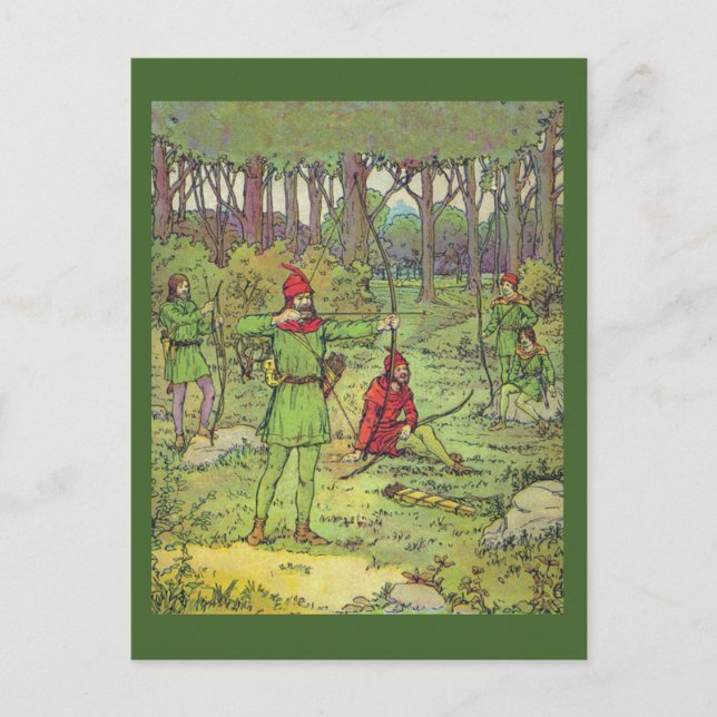 Carte Postale Robin Des Bois Dans La Forêt (Devant)