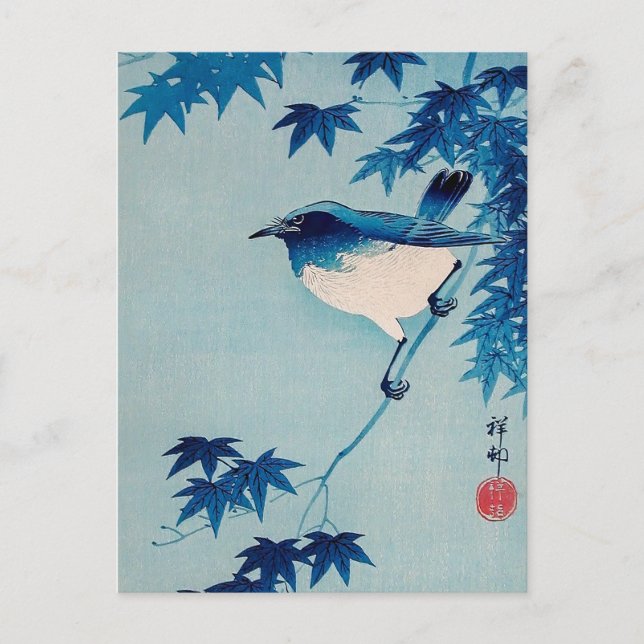Carte Postale Robin d'une branche d'érable, Koson, Japanese Bird (Devant)