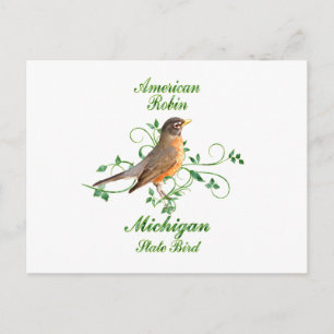 Carte Postale Robin Michigan State Bird