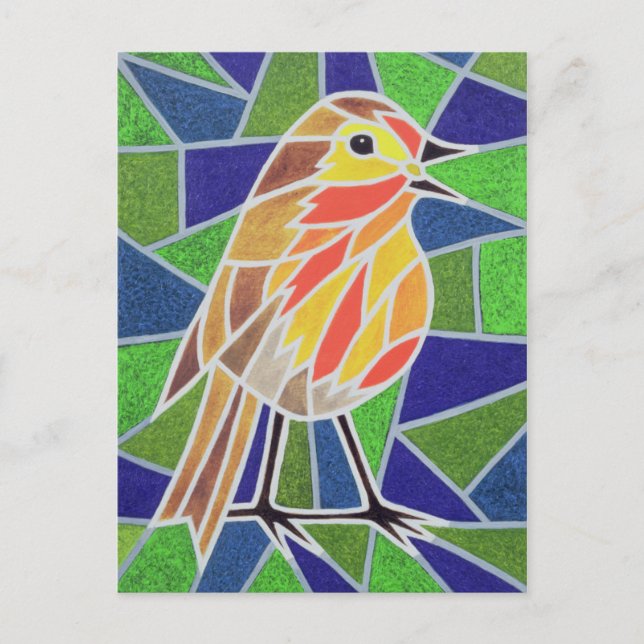 Carte Postale Robin sur verre tendu (Devant)