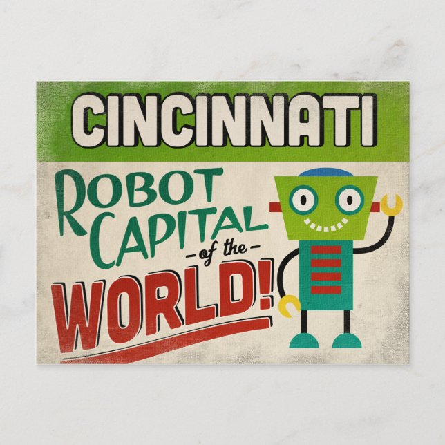 Carte Postale Robot Cincinnati Ohio - Vintage amusant (Devant)