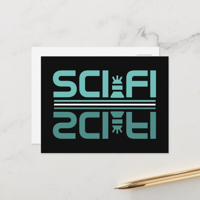 Carte Postale Robot de science-fiction (Devant/Arrière en situation)