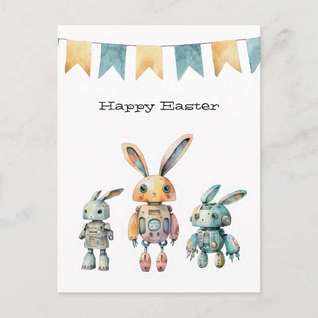 Carte Postale Robot lapins Pâques (Devant)