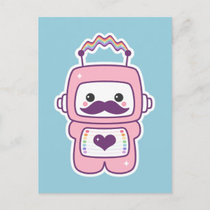 Carte Postale Robot rose mignon dans le déguisement