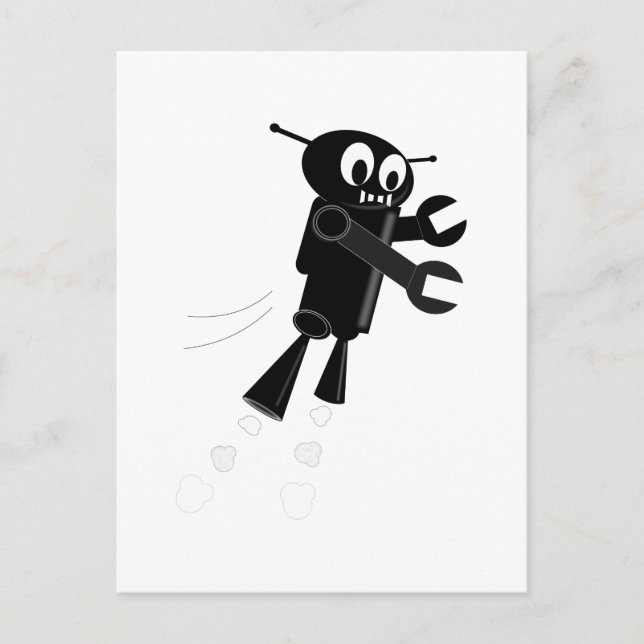Carte Postale Robot volant noir (Devant)