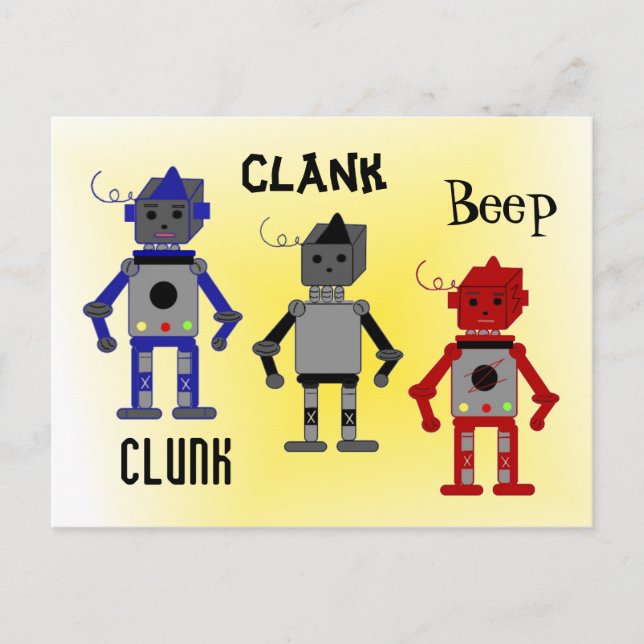 Carte Postale Robots avec des paroles amusantes (Devant)