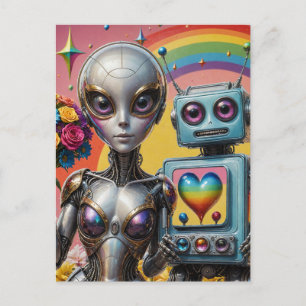 Carte Postale Robots en amour LGBTQ
