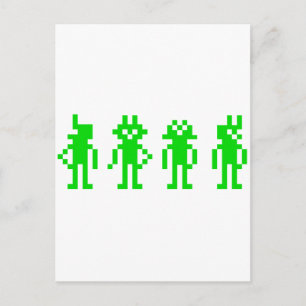 Carte Postale robots en pixels verts