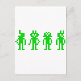 Carte Postale robots en pixels verts