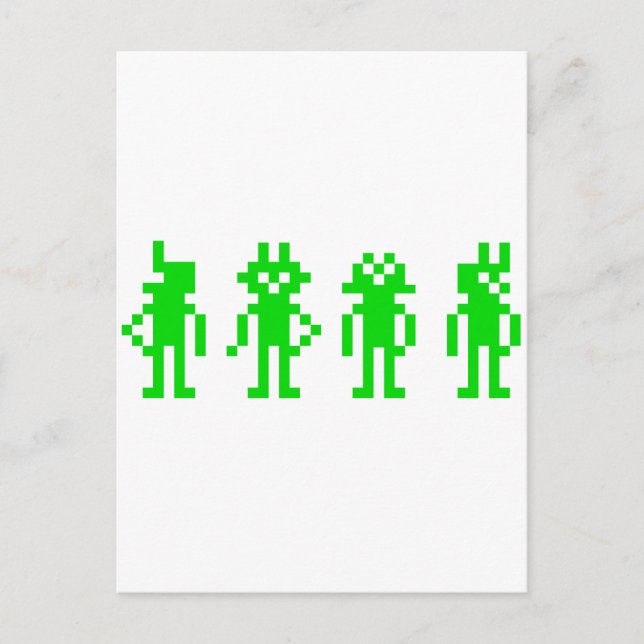 Carte Postale robots en pixels verts (Devant)