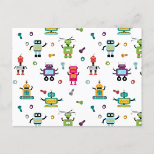 Carte Postale Robots multicolores mignons Motif robotique pour e