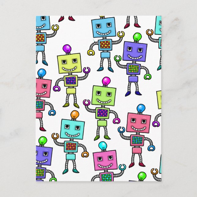 Carte Postale Robots rétro Old Skool (Devant)