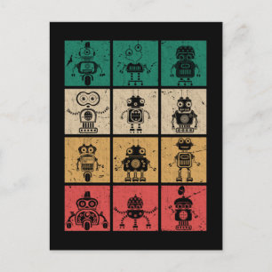 Carte Postale Robots rétro Robotique Vintage