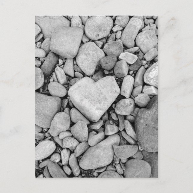 Carte Postale roche noire et blanche de coeur (Devant)