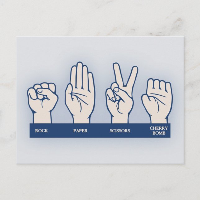 Carte Postale Roche, Papier, Ciseaux, Bombe À Cerise (Devant)