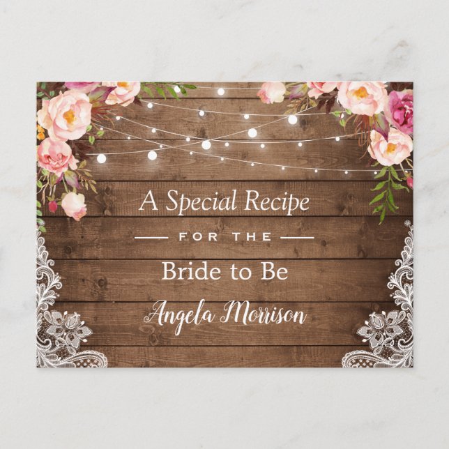 Carte Postale Roche Rustique Lumières Dentelle Floral Bridal Rec (Devant)