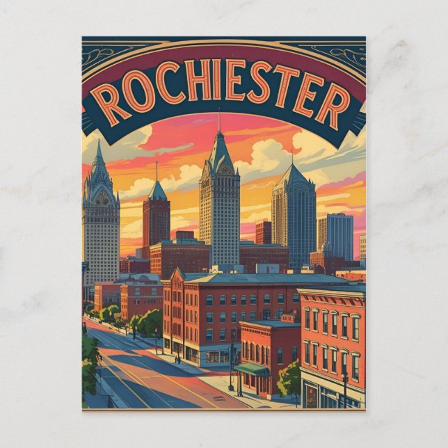 Carte Postale Rochester City Skyline New York USA (Devant)