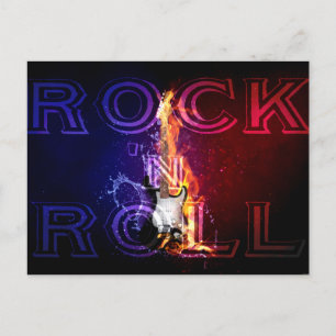 Carte Postale Rock n Roll Flamme Electric Guitare Musique