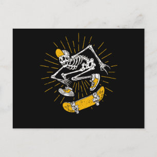 Carte Postale Rocker Skater Skeleton Casquette Cool Halloween Pu